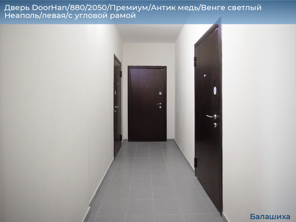 Дверь DoorHan/880/2050/Премиум/Антик медь/Венге светлый Неаполь/левая/с угловой рамой, www.balashikha.doorhan.ru