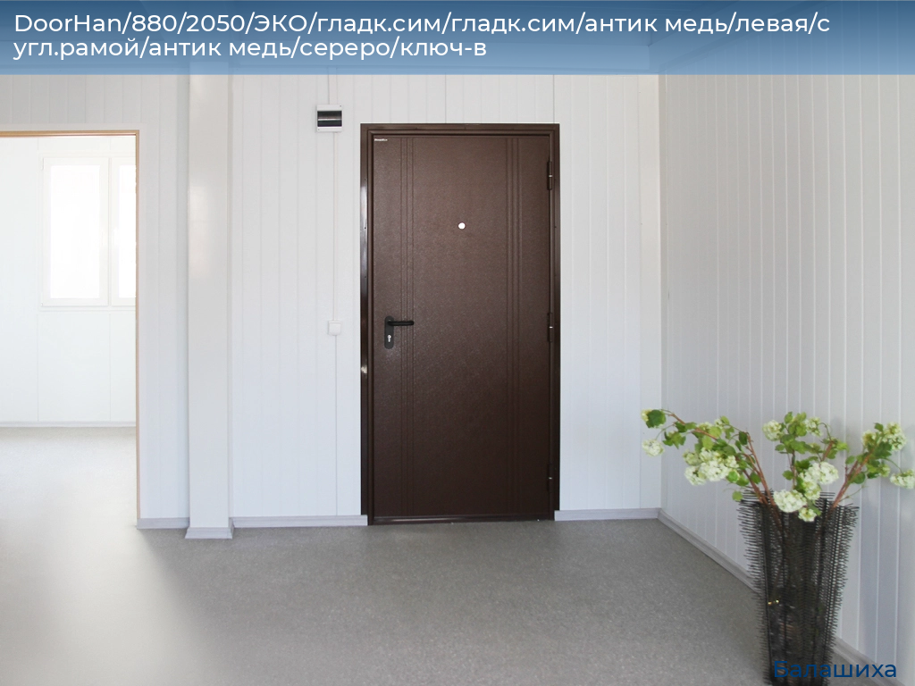 DoorHan/880/2050/ЭКО/гладк.сим/гладк.сим/антик медь/левая/с угл.рамой/антик медь/сереро/ключ-в, www.balashikha.doorhan.ru